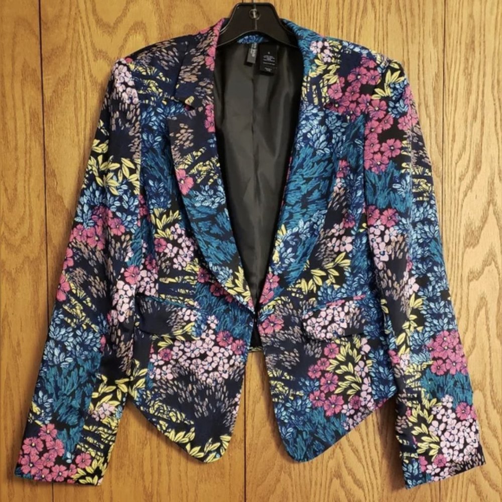 XS BISOU BISOU MICHELE Bohbot High-Low Floral Jacket/Blazer